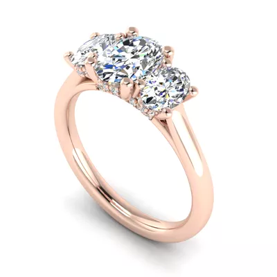 Miranda Oval Three-Stone Hidden Halo Engagement Ring