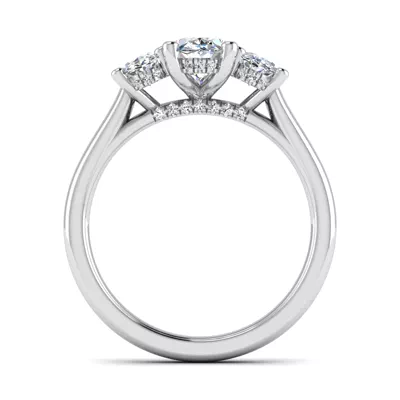 Miranda Oval Three-Stone Hidden Halo Engagement Ring