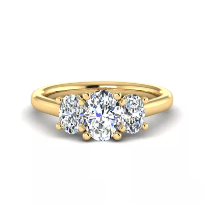 Miranda Oval Three-Stone Hidden Halo Engagement Ring