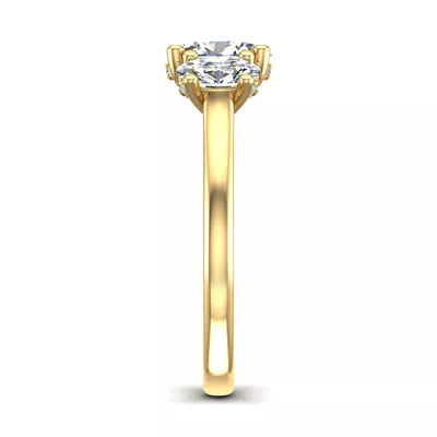 Miranda Oval Three-Stone Hidden Halo Engagement Ring
