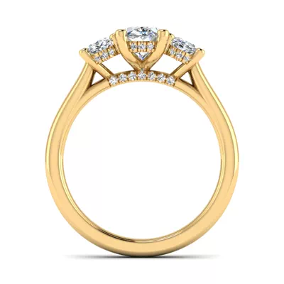 Miranda Oval Three-Stone Hidden Halo Engagement Ring