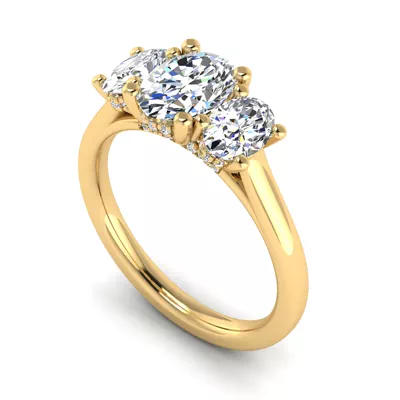 Miranda Oval Three-Stone Hidden Halo Engagement Ring
