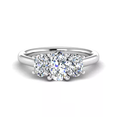 Miranda Oval Three-Stone Hidden Halo Engagement Ring