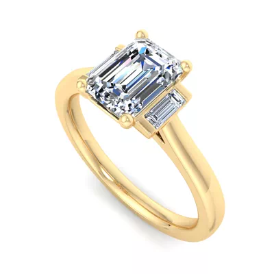 Mina Three-Stone Straight Baguette Engagement Ring