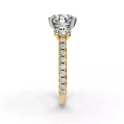 Valette Oval Three-Stone Pavé Engagement Ring