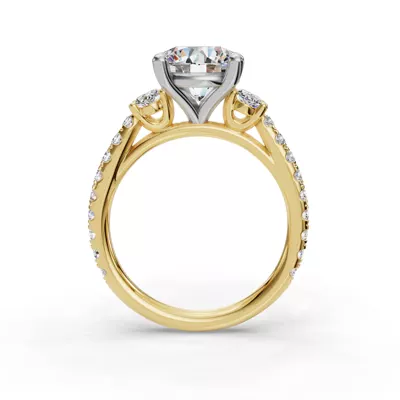 Valette Oval Three-Stone Pavé Engagement Ring