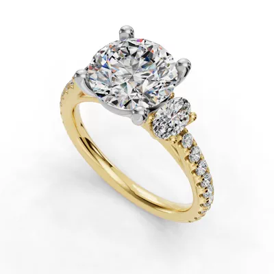 Valette Oval Three-Stone Pavé Engagement Ring