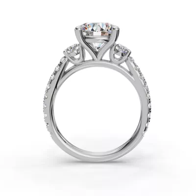 Valette Oval Three-Stone Pavé Engagement Ring