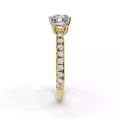 Valette Emerald Three-Stone Pavé Engagement Ring