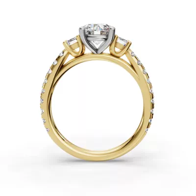 Valette Emerald Three-Stone Pavé Engagement Ring