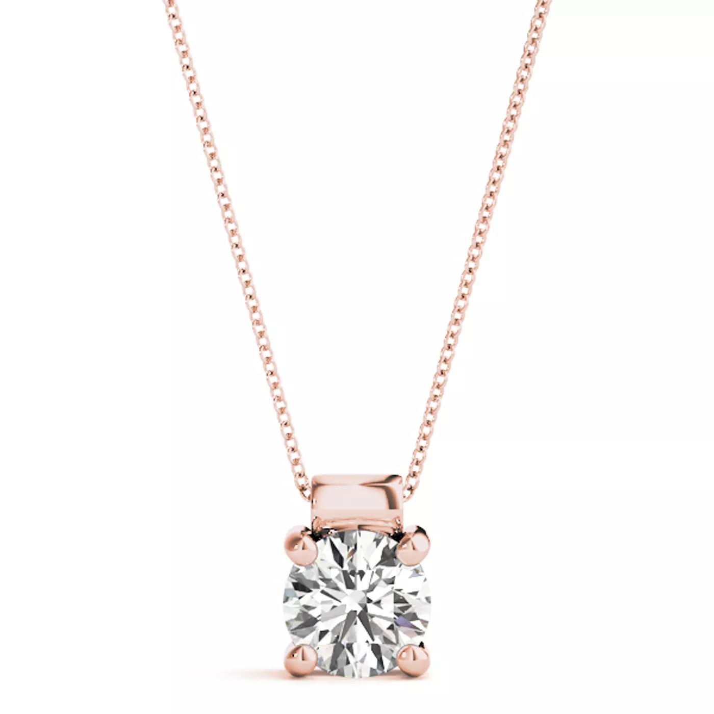 Saffrona Rolled Bail Solitaire Diamond Necklace