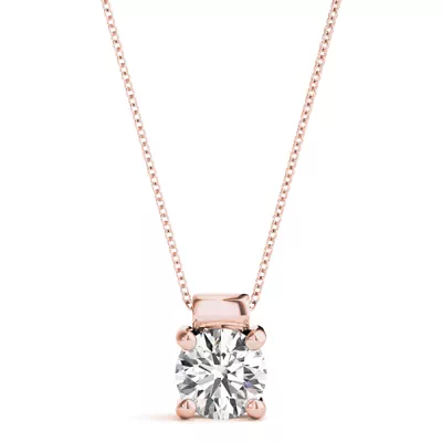 Saffrona Rolled Bail Solitaire Diamond Necklace