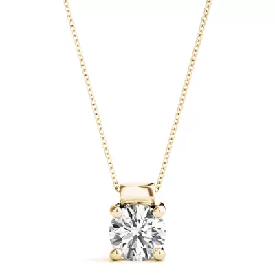 Saffrona Rolled Bail Solitaire Diamond Necklace