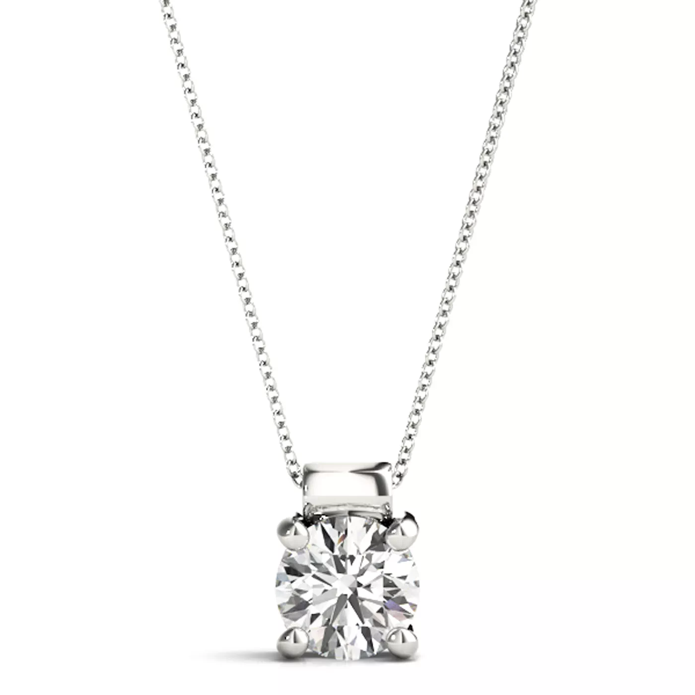 Saffrona Rolled Bail Solitaire Diamond Necklace
