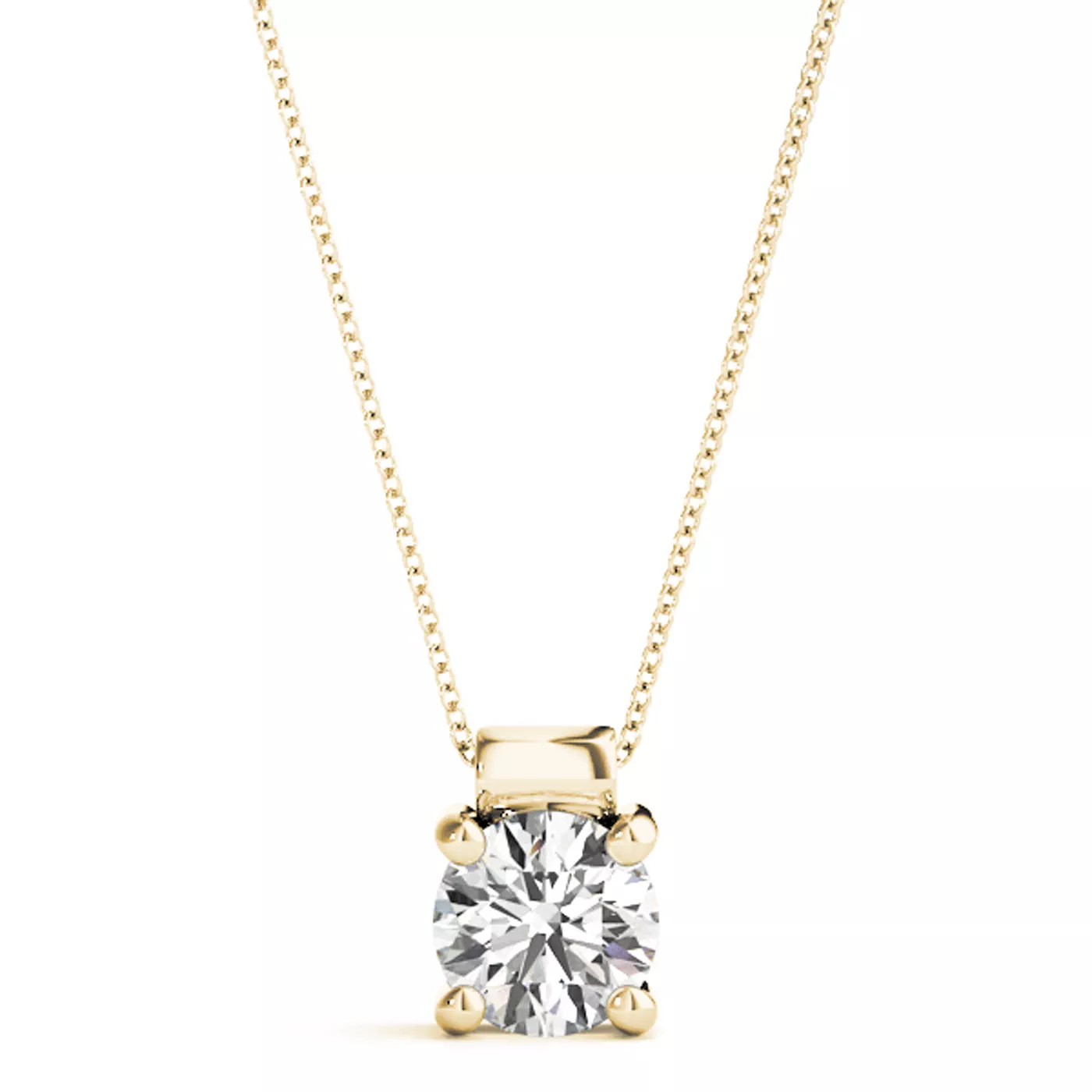 Saffrona Rolled Bail Solitaire Diamond Necklace