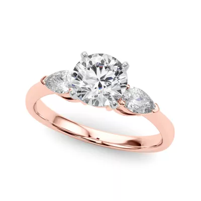 Oksana Three Stone Engagement Ring With Pear Shape Side Diamonds