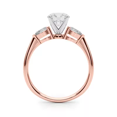 Oksana Three Stone Engagement Ring With Pear Shape Side Diamonds