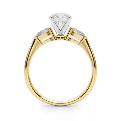 Oksana Three Stone Engagement Ring With Pear Shape Side Diamonds
