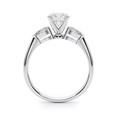 Oksana Three Stone Engagement Ring With Pear Shape Side Diamonds