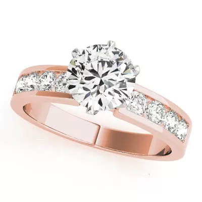 Anabella Classic 6 Prong Channel Diamond Engagement Ring