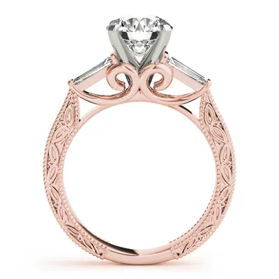 Vivi Vintage Inspired 3 Stone Baguette Diamond Engagement Ring