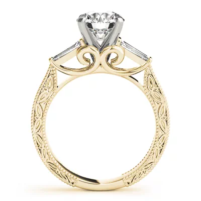 Vivi Vintage Inspired 3 Stone Baguette Diamond Engagement Ring