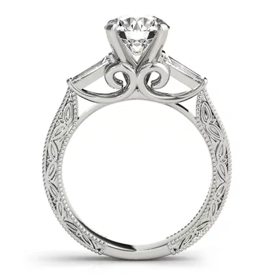 Vivi Vintage Inspired 3 Stone Baguette Diamond Engagement Ring
