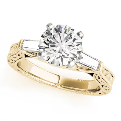 Vivi Vintage Inspired 3 Stone Baguette Diamond Engagement Ring