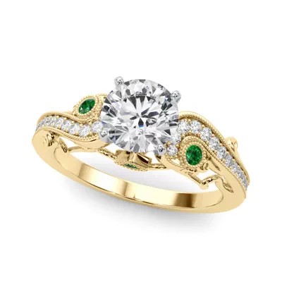 Carmel Vintage Inspired Lab Emerald Engagement Ring