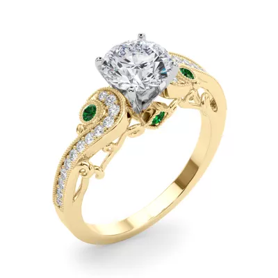 Carmel Vintage Inspired Emerald Engagement Ring