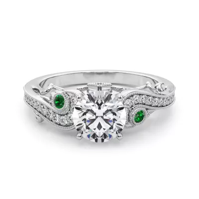 Carmel Vintage Inspired Emerald Engagement Ring