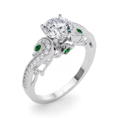 Carmel Vintage Inspired Emerald Engagement Ring