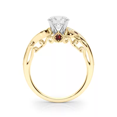 Carmel Vintage Inspired Lab Ruby Engagement Ring