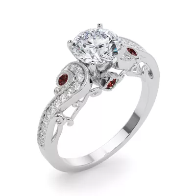 Carmel Vintage Inspired Lab Ruby Engagement Ring
