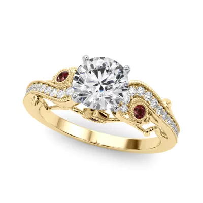 Carmel Vintage Inspired Lab Ruby Engagement Ring