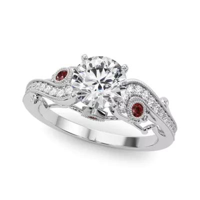 Carmel Vintage Inspired Lab Ruby Engagement Ring