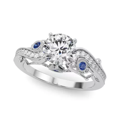 Carmel Vintage Inspired Lab Sapphire Engagement Ring