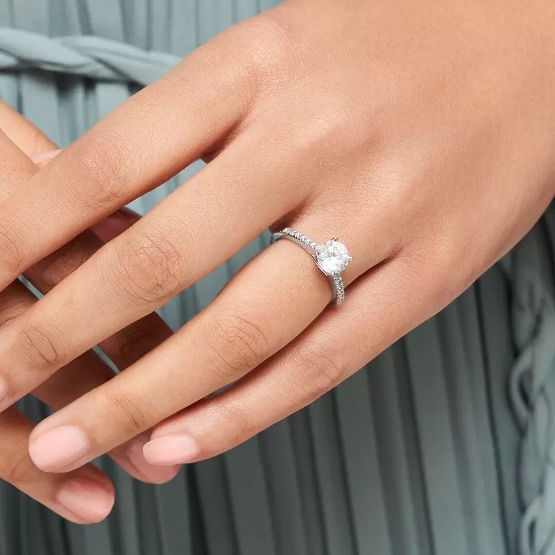 14K White Gold Eleanor French Pavé Diamond Engagement Ring