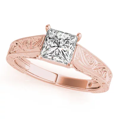 Sahara Princess Cut Engraved Solitaire Engagement Ring