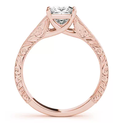 Sahara Princess Cut Engraved Solitaire Engagement Ring