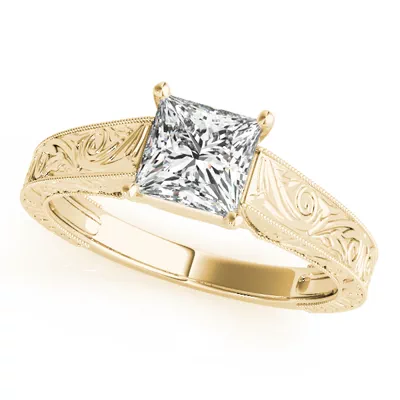 Sahara Princess Cut Engraved Solitaire Engagement Ring