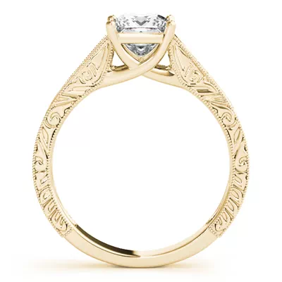 Sahara Princess Cut Engraved Solitaire Engagement Ring