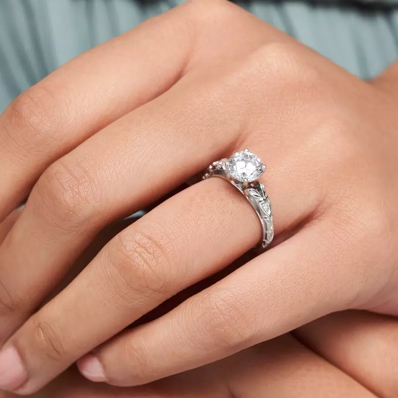 18K White Gold Tegan Vintage Inspired Engagement Ring
