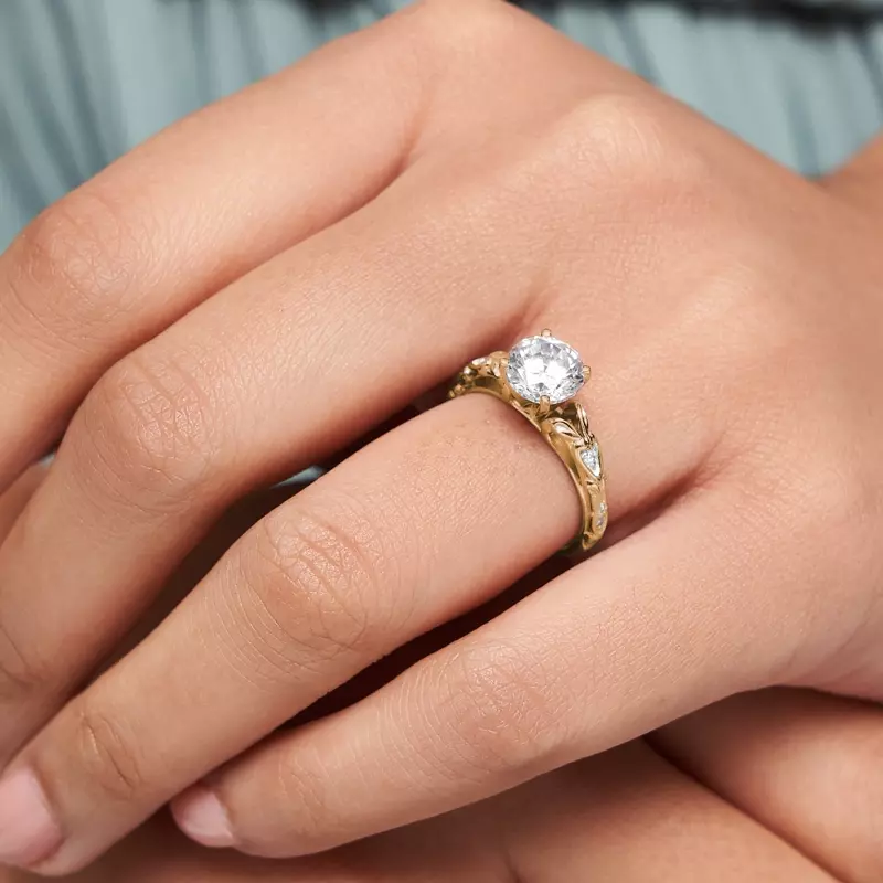 18K Yellow Gold Tegan Vintage Inspired Engagement Ring