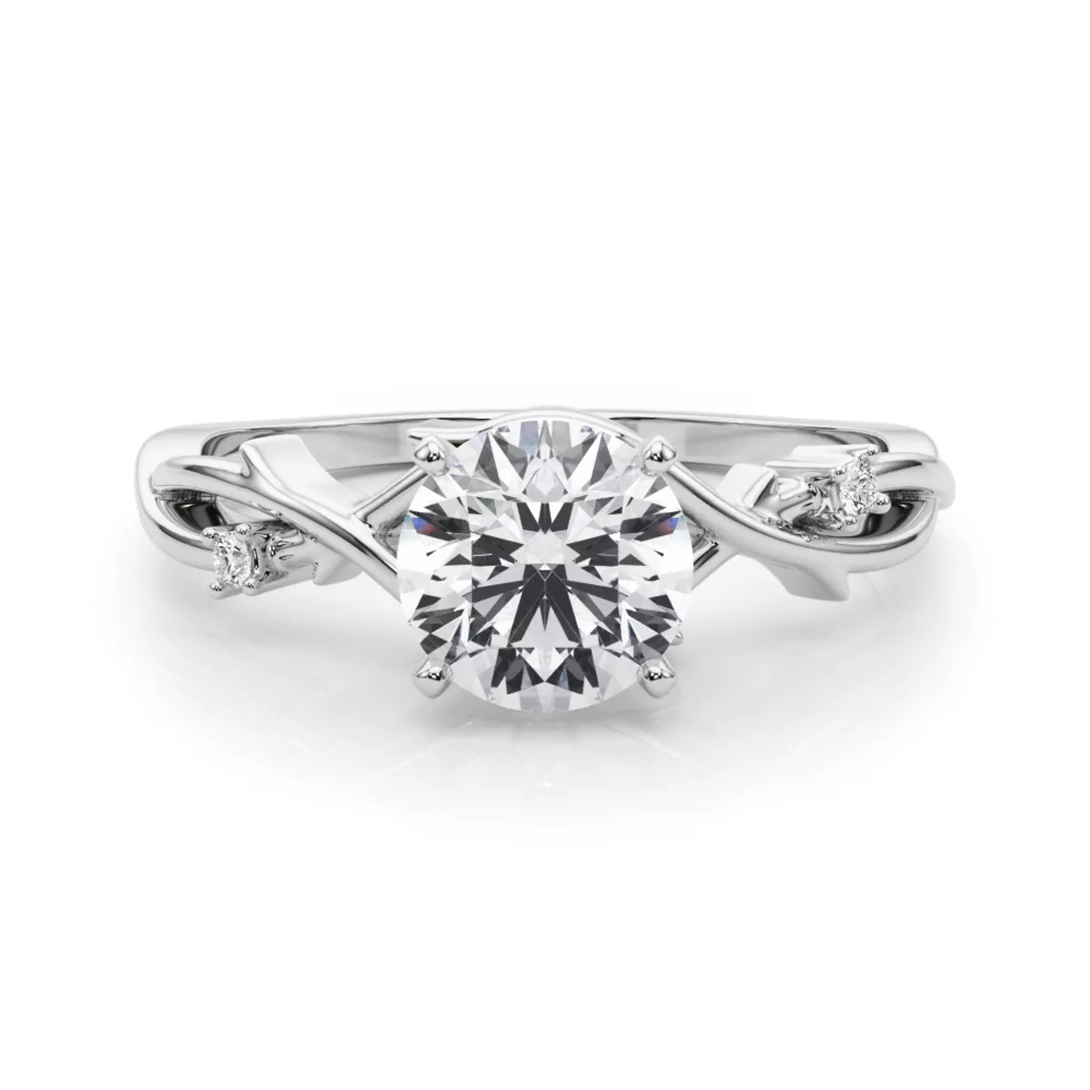 Vine Nature Inspired Engagement Ring - 14K White Gold