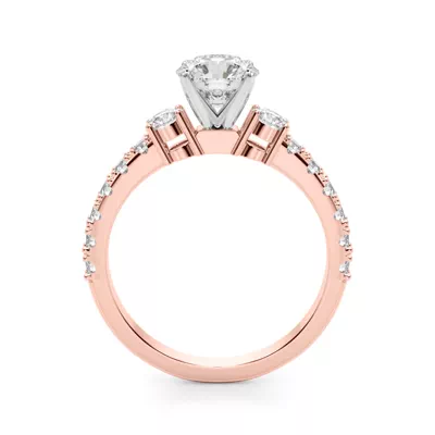 Christina 3 Stone Pave Diamond Engagement Ring