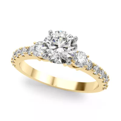 Christina 3 Stone Pave Diamond Engagement Ring