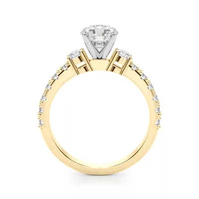 Christina 3 Stone Pave Diamond Engagement Ring