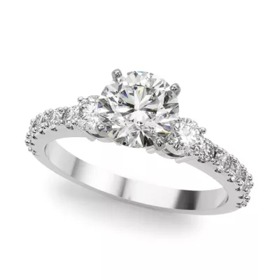 Christina 3 Stone Pave Diamond Engagement Ring