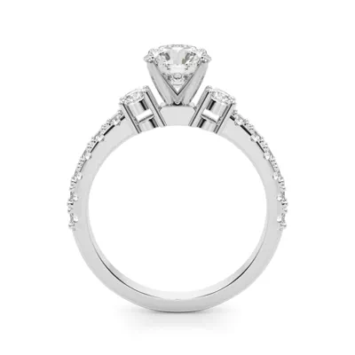 Christina 3 Stone Pave Diamond Engagement Ring